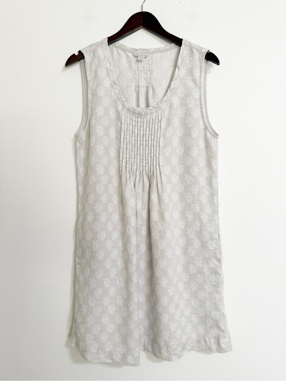Garnet Hill Floral Pintuck Pleat Linen Dress